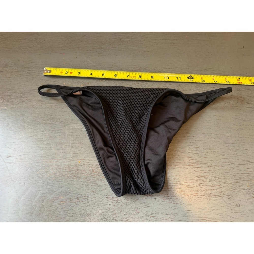 Victoria's Secret Black Mesh Overlay Bikini Swimsuit Bottom Size Medium